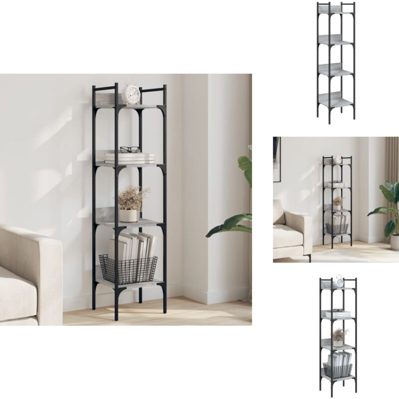 Bücherregal 4 Böden Grau Sonoma 35x30x138,5 cm Holzwerkstoff - BucheRegal - Bücherregal Grau - Holzregal - Regal Grau - Wohnzimmerregal