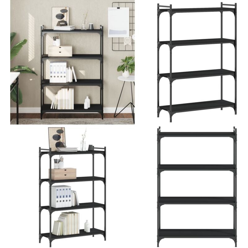 Vidaxl - Bücherregal 4 Böden Schwarz 80x30x120 cm Holzwerkstoff - Buche Regal - Bücherregal Schwarz - Regal Holz - Wohnraumorganisation - Regal