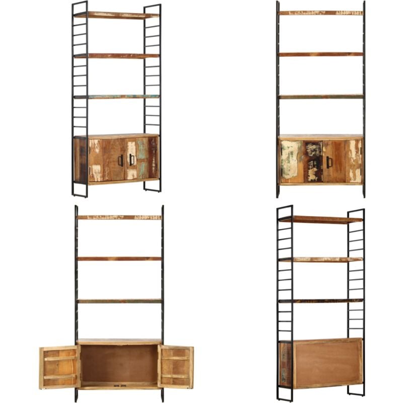 Vidaxl - Bücherregal 4 Ebenen 80x30x180 cm Altholz Massiv - Industrielles Regal - Bücherregal - Holzregal - Recyceltes Holz - Vintage Stil - Home &