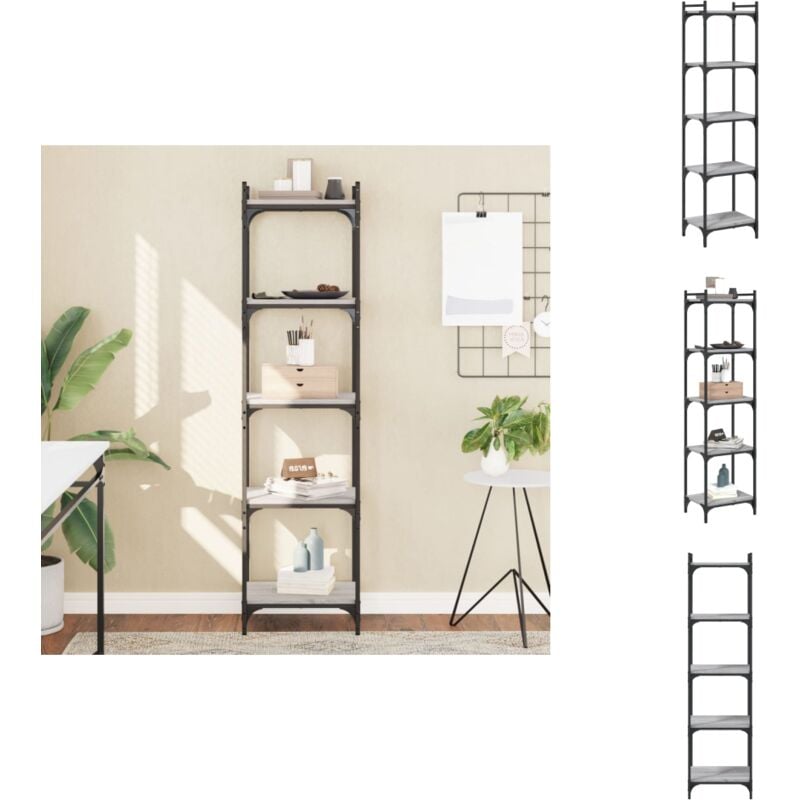 Vidaxl - Bücherregal 5 Böden Grau Sonoma 40x30x154 cm Holzwerkstoff - Bucherregal - Regal - Holzmöbel - Grau Sonoma - Wohnraumgestaltung