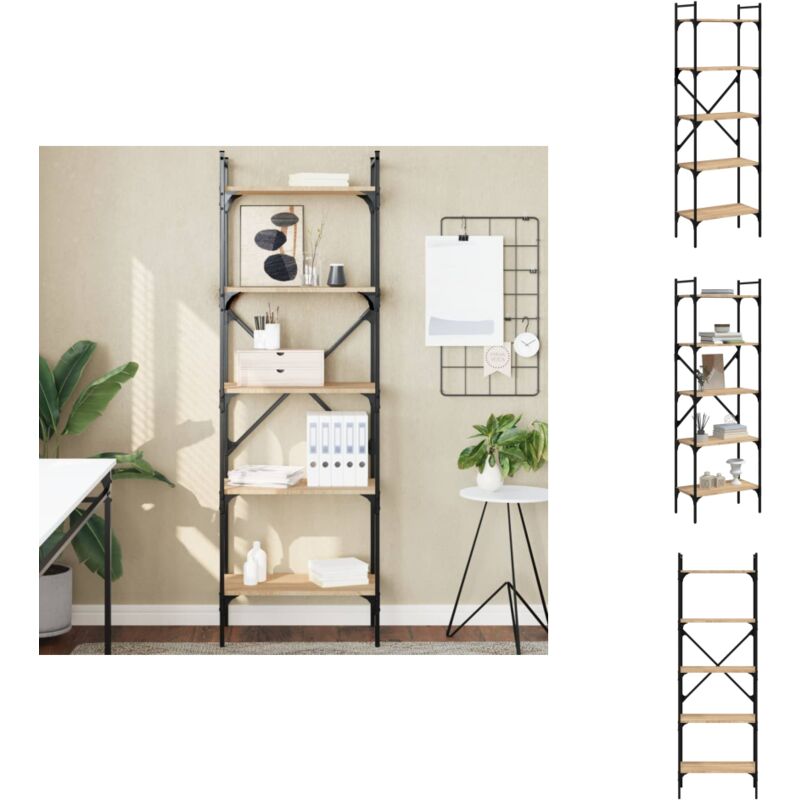 Vidaxl - Bücherregal 5 Fächer Sonoma-Eiche 56x31,5x174 cm Holzwerkstoff - Bücherregal - Regalsystem - Wohnzimmermöbel - Eichefarben Möbel - Landhaus