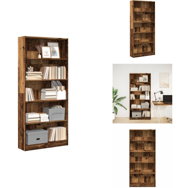 Vidaxl - Bücherregal Altholz-Optik 80x24x176 cm Holzwerkstoff - Bücherregal - Bücherregale - Bücherschrank - Bücherschränke