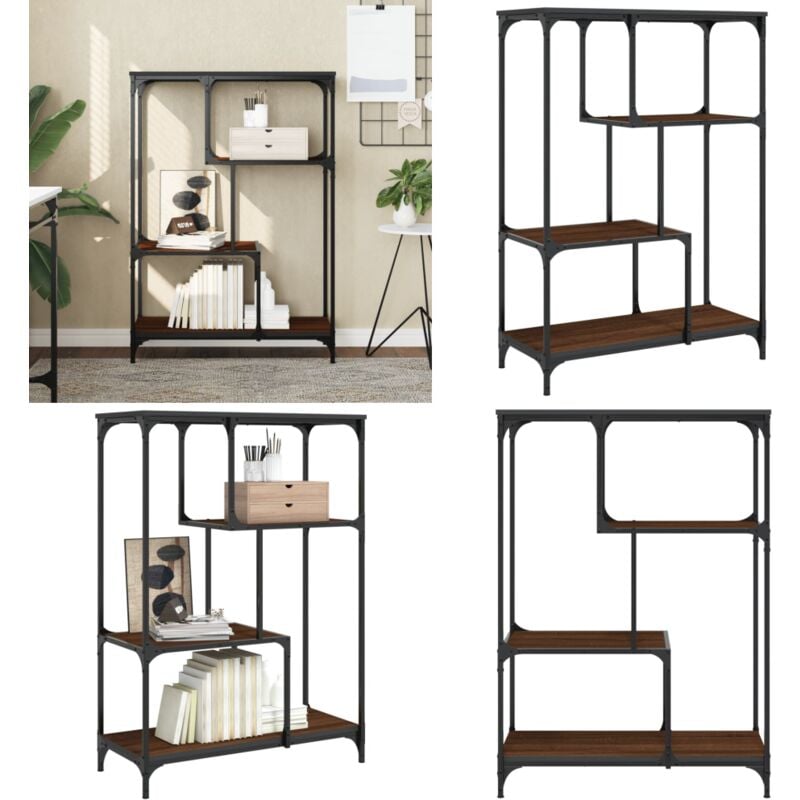 Vidaxl - Bücherregal Braun Eiche 81x36x115 cm Holzwerkstoff und Stahl - BucheRegal - Industrielles Regal - Regal Braun - Regal Metall - Holzwerkstoff