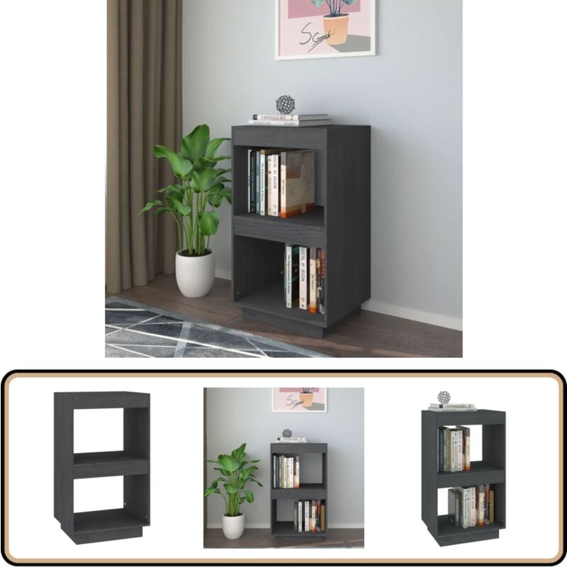 Vidaxl - Bücherregal Grau 40x35x71 cm Massivholz Kiefer - Bücherregal - Holzmöbel - Regal Grau - Wohnraumgestaltung - Massivmholzkasten