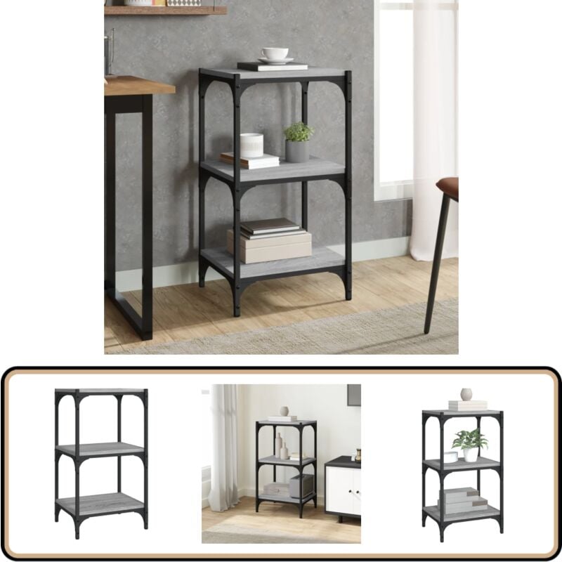 Vidaxl - Bücherregal Grau Sonoma 40x33x70,5 cm Holzwerkstoff und Stahl - BucheRegal - Industrielles Regal - Regal Grau - Holzregal - Regal Wohnzimmer
