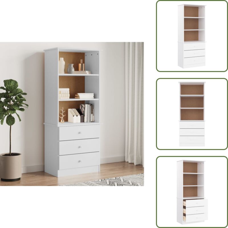 Vidaxl - Bücherregal mit Schubladen alta Weiß 60x35x142 cm Kiefernholz - BucheRegal - Holzmöbel - Kiefernholz - Bücherregal Weiß - Schreibtisch