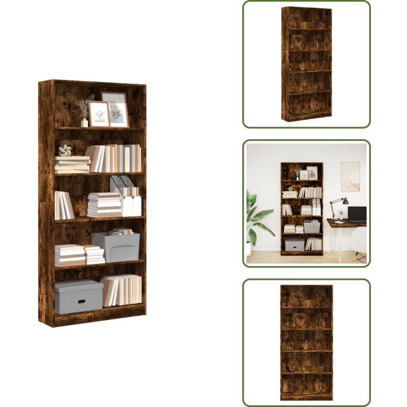 Vidaxl - Bücherregal Räuchereiche 80x24x176 cm Holzwerkstoff - Bücherregal - Bücherregale - Bücherschrank - Bücherschränke
