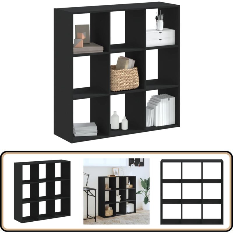 Vidaxl - Bücherregal Schwarz 102x32x102 cm Holzwerkstoff - BucheRegal - Bücherregal Schwarz - Holzregal - Aufbewahrungshelf - Wohnzimmer Dekoration