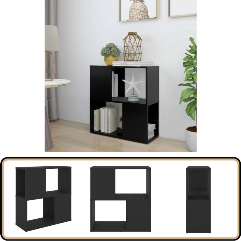 Bücherregal Schwarz 60x24x63 cm Holzwerkstoff - Bücherregal - Holzregal - Wohnraumgestaltung - Modernes Bücherregal - Schwarz