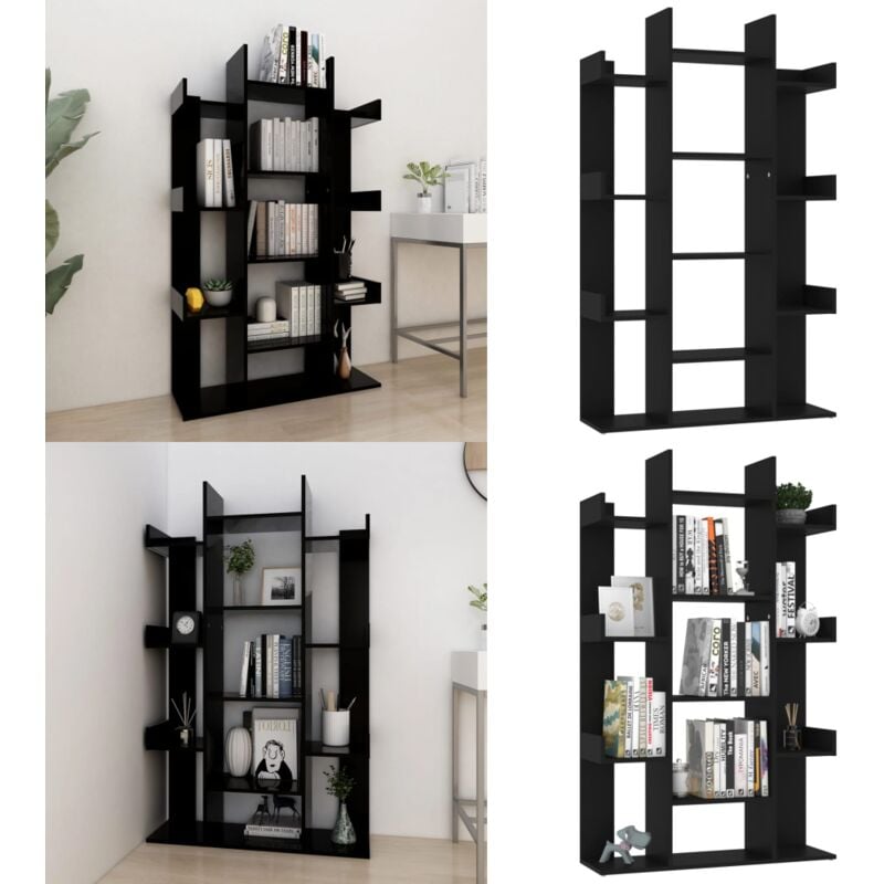 Bücherregal Schwarz 86x25,5x140 cm Holzwerkstoff - BucheRegal - Schwarzes Bücherregal - Regal Schwarz - Wohnraum Möbel - Holzwerkstoff Regal - Home &