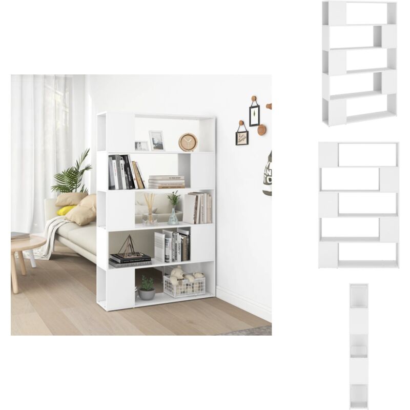 Bücherregal Raumteiler Weiß 100x24x155 cm Holzwerkstoff - Bücherregal - Raumteiler - Holzwerkstoff - Weißes Regal - Schrank