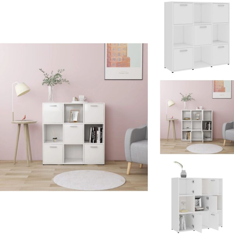 Bücherregal Weiß 90x30x90 cm Holzwerkstoff - Buche Regal - Holzmöbel - Bücherregal Weiß - Aufbewahrung - Wohnraumorganisation