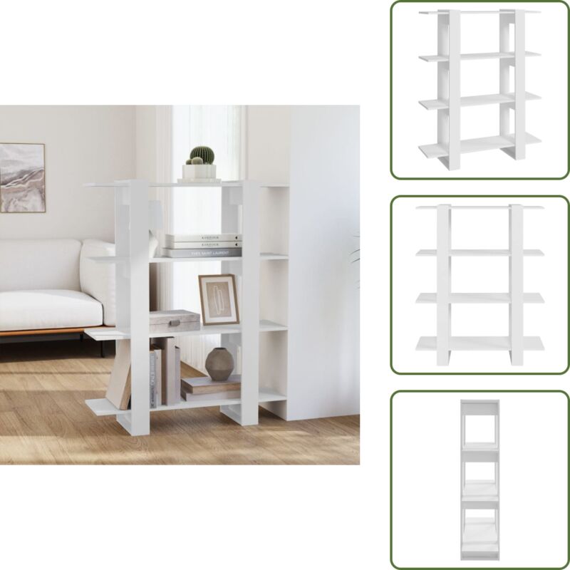Vidaxl - Bücherregal/Raumteiler Weiß 100x30x123,5 cm - Bucherregal - Holzregal - Raumteiler - Etagenregal - Weißes Regal