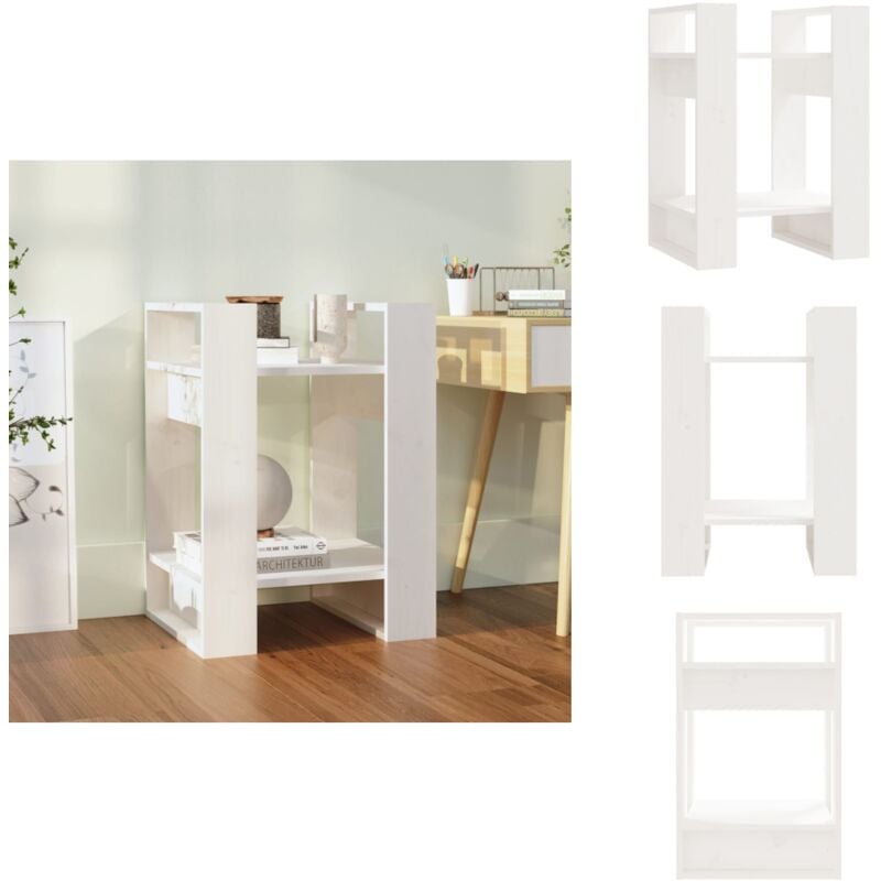 Bücherregal/Raumteiler Weiß 41x35x57 cm Massivholz Kiefer - BucheRegal - Holzmöbel - Bücherständer - Wandregal - Raumteiler