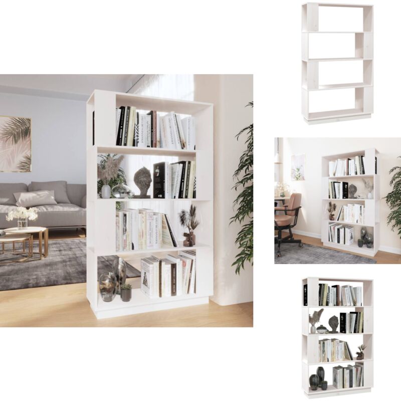 Bücherregal/Raumteiler Weiß 80x25x132 cm Massivholz Kiefer - Holzregal - Buche - Bücherregal - Regal Weiß - Raumteiler
