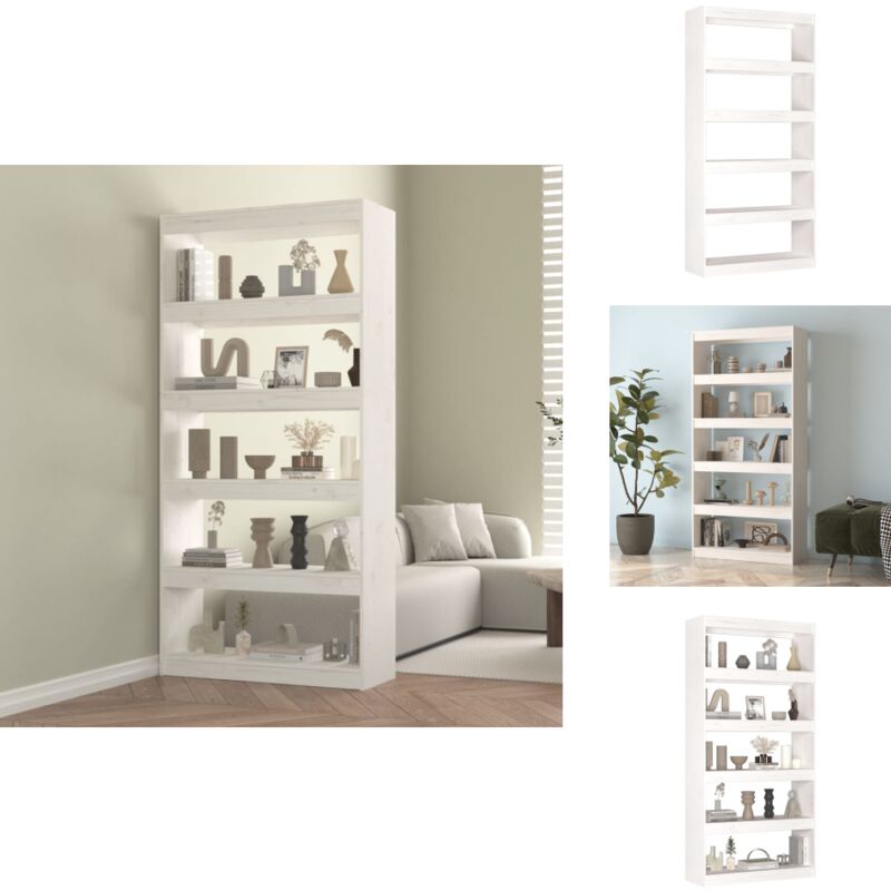 Bücherregal/Raumteiler Weiß 80x30x167,4 cm Massivholz Kiefer - Bücherregal - Massivholzmöbel - Raumteiler - Weißes Bücherregal - Kiefernholz