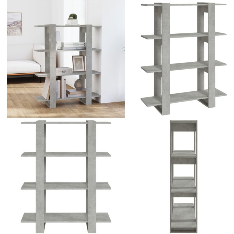 Vidaxl - Bücherregal/Raumteiler Betongrau 100x30x123,5 cm - Bucherregal - Raumteiler - Holzmöbel - Betongefarbenes Regal - Regal Grau - Home & Living
