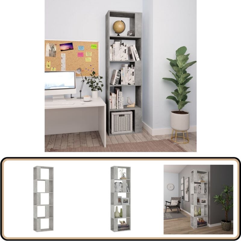 Vidaxl - Bücherregal/Raumteiler Betongrau 45x24x159 cm Holzwerkstoff - Bücherregal - Regal - Holzmöbel - Beton Grau - Raumteiler