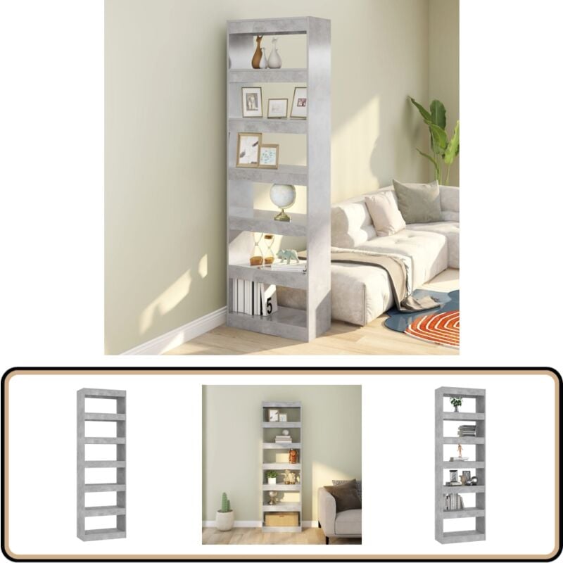 Vidaxl - Bücherregal/Raumteiler Betongrau 60x30x198 cm - BucheRegal - Holzregal - Raumteiler - Betongrau - Bücherständer