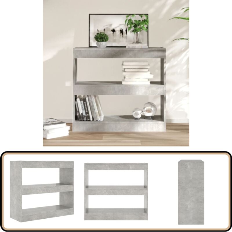 Vidaxl - Bücherregal/Raumteiler Betongrau 80x30x72 cm - Buche Regal - Regal Grau - Raumteiler - Holzmöbel - Wohnzimmermöbel