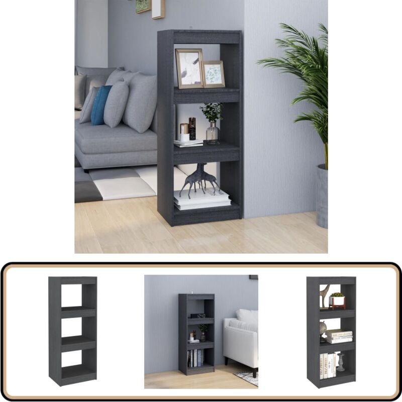 Bücherregal/Raumteiler Grau 40x30x103,5 cm Massivholz Kiefer - Bucherregal - Holzmöbel - Kiefernholzmöbel - Raumteiler - Grau