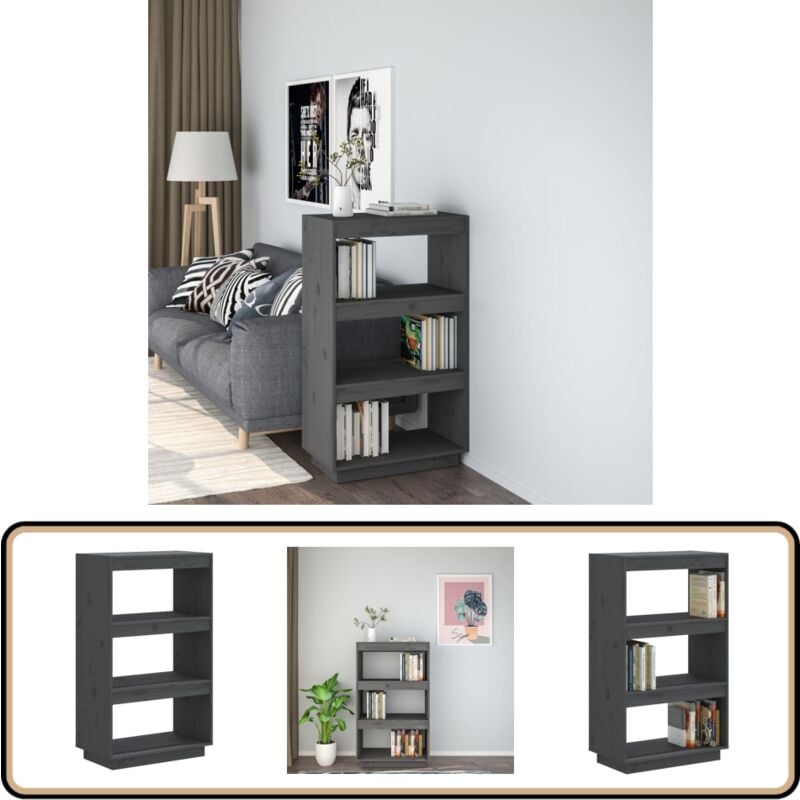 Bücherregal/Raumteiler Grau 60x35x103 cm Massivholz Kiefer - BucheRegal - Holzmöbel - Kiefernholzmöbel - Raumteiler - Bücherständer