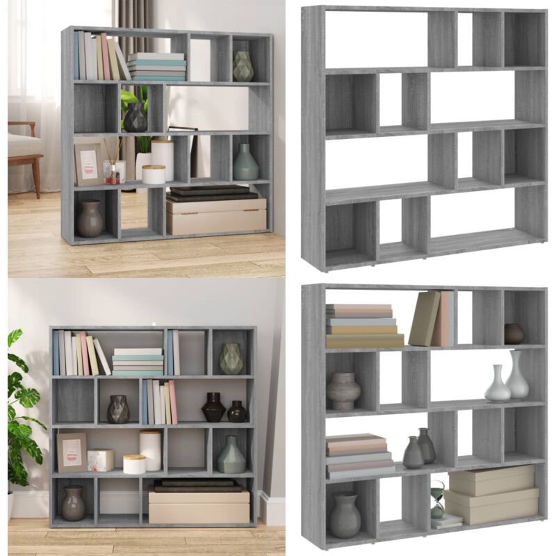 Vidaxl - Bücherregal/Raumteiler Grau Sonoma 105x24x102 cm - Buche Regal - Raumteiler - Wohnzimmermöbel - Grau - Holzwerkstoff - Home & Living