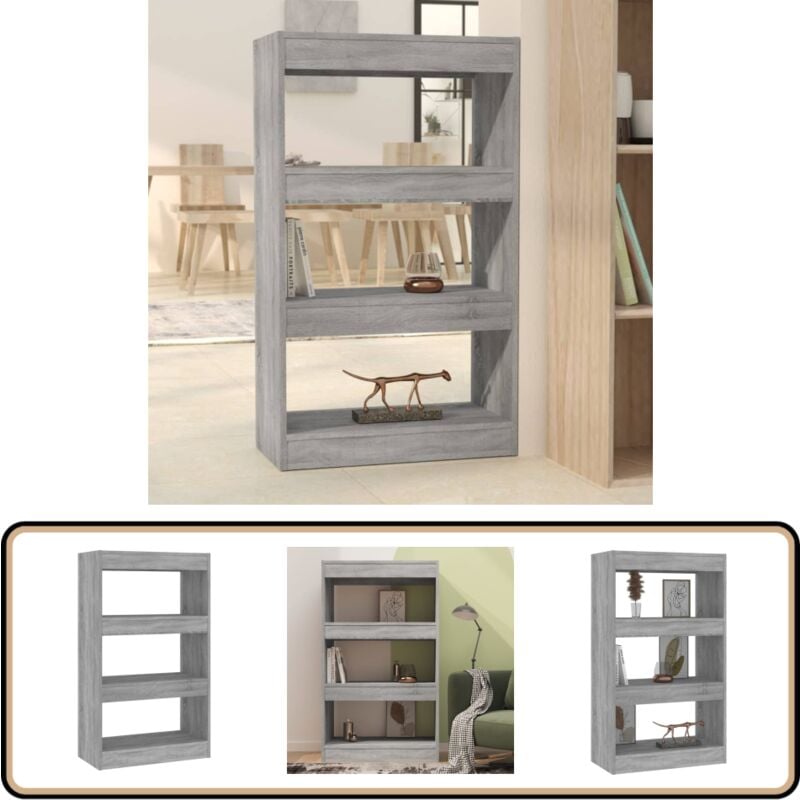 Vidaxl - Bücherregal/Raumteiler Grau Sonoma 60x30x103 cm Holzwerkstoff - BucheRegal - Holzmöbel - Grau Sonoma - Raumteiler - Wohnzimmer Deko