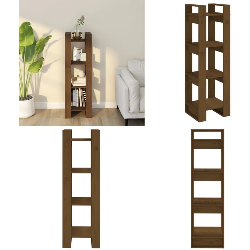 Bücherregal/Raumteiler Honigbraun 41x35x125cm Massivholz Kiefer - Holzregal - Buche - Bücherregal - Raumteiler - Massiver Holzkörper - Home & Living