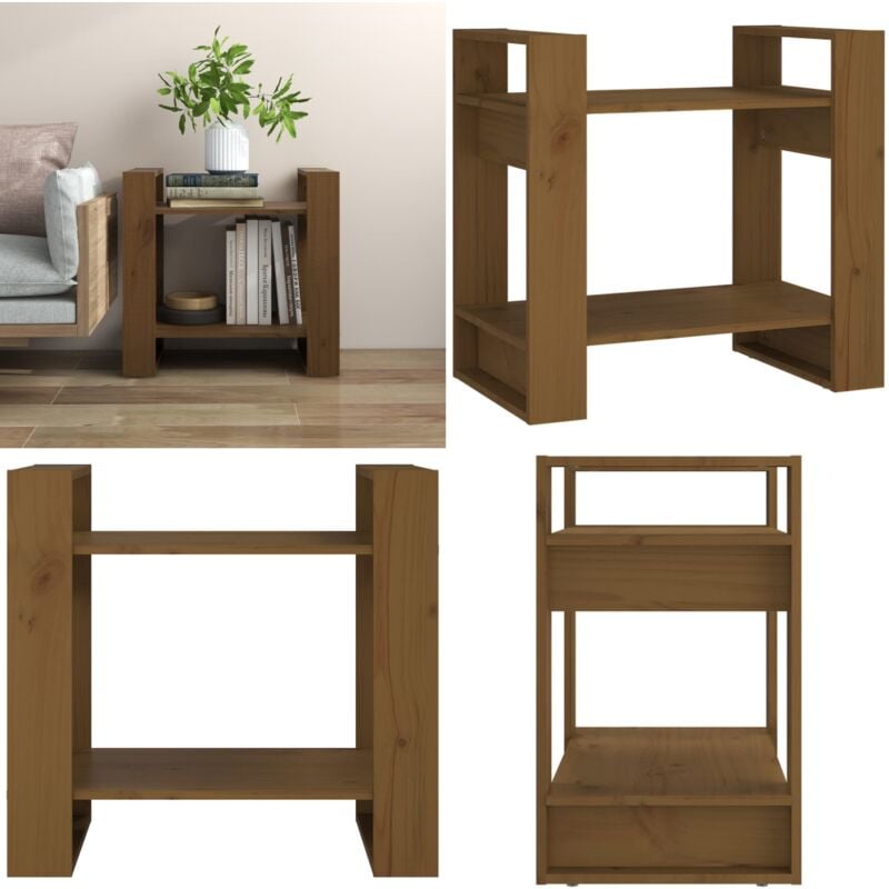 Vidaxl - Bücherregal/Raumteiler Honigbraun 60x35x57 cm Massivholz - Holzregal - Buche - Bücherregal Massiv - Regal Wohnzimmer - Raumteiler - Home &
