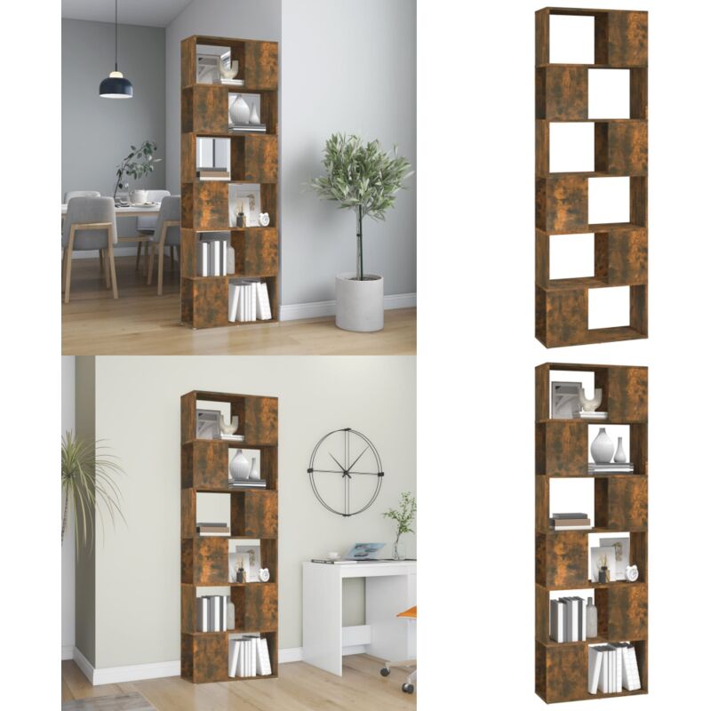 Vidaxl - Bücherregal/Raumteiler Räuchereiche 60x24x186 cm - Buche Regal - Holzmöbel - Bücherregal - Raumteiler - Etagenturm - Home & Living