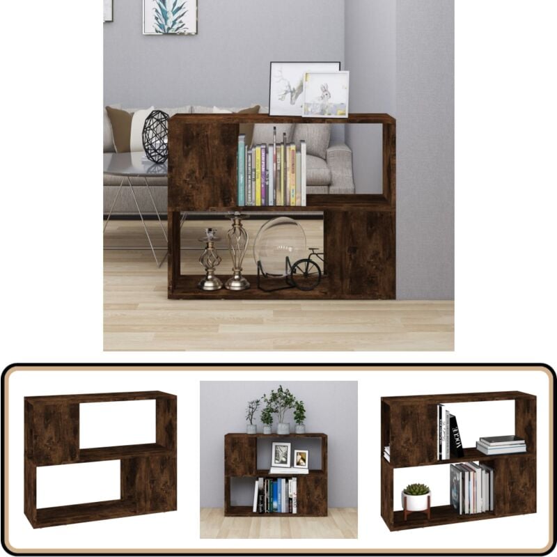 Vidaxl - Bücherregal/Raumteiler Räuchereiche 80x24x63 cm - Buche Regal - Holz Regalböden - Fernsehschrank - Raumteiler - Wohnzimmer Einrichtung