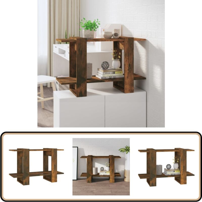 Bücherregal/Raumteiler Räuchereiche 80x30x51 cm - Bucherregal - Raumteiler - Holzmöbel - Eichefarbenes Möbelstück - Regal