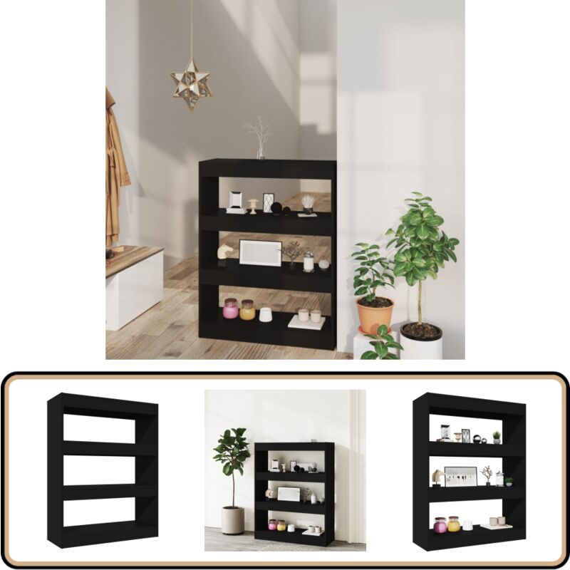 Vidaxl - Bücherregal/Raumteiler Schwarz 80x30x103 cm Holzwerkstoff - Bücherregal - Raumteiler - Holzmöbel - Schwarz - Etagenregal