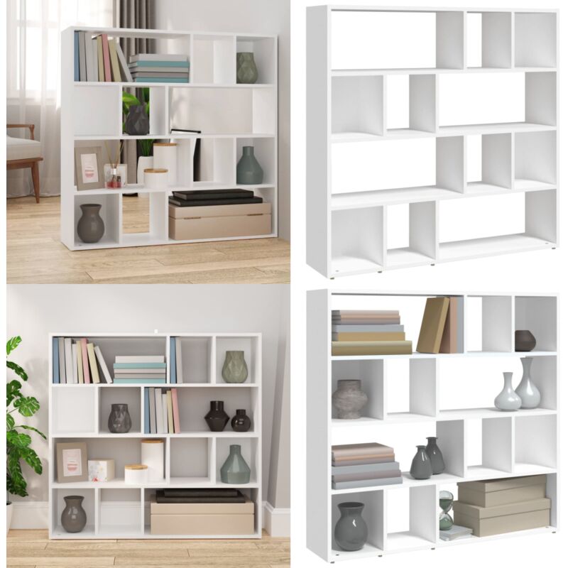 Bücherregal/Raumteiler Weiß 105x24x102 cm - Bucherregal - Raumteiler - Wohnzimmermöbel - Regal Weiß - Holzmöbel - Home & Living