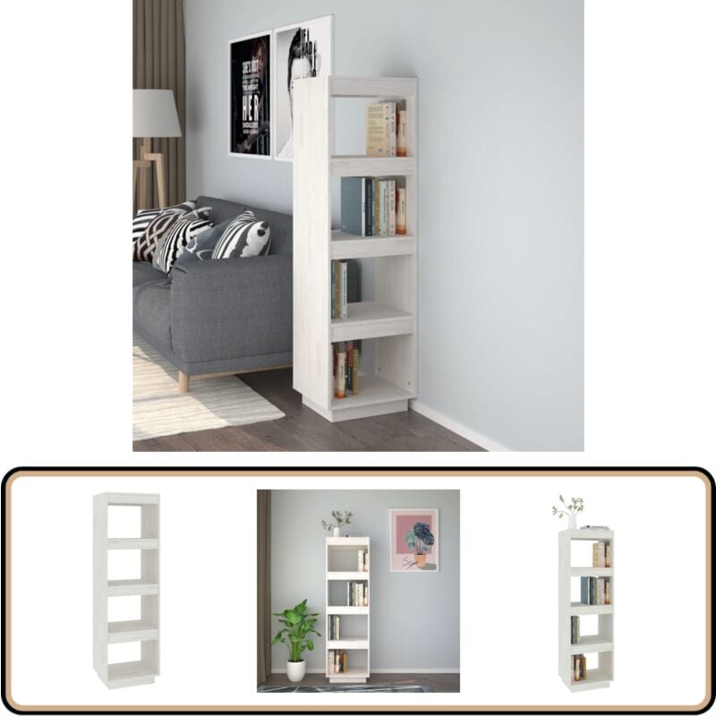 Vidaxl - Bücherregal/Raumteiler Weiß 40x35x135 cm Massivholz Kiefer - BucheRegal - Holzmöbel - Massivholzküche - Bücherständer - Raumteiler