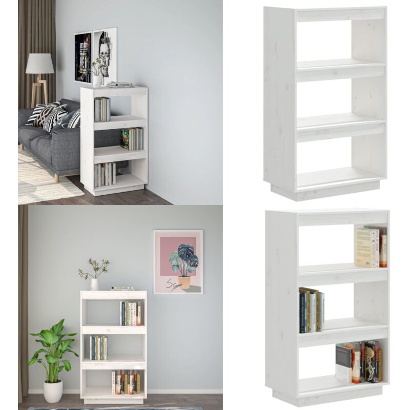 Bücherregal/Raumteiler Weiß 60x35x103 cm Massivholz Kiefer - Buche Regal - Holzmöbel - Bücherständer - Raumteiler - Weißer Schrank - Home & Living
