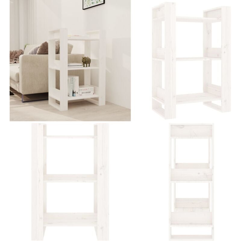 Bücherregal/Raumteiler Weiß 60x35x91 cm Massivholz Kiefer - Holzregal - Buche - Bücherregal Weiß - Regal Massiv - Raumteiler - Home & Living