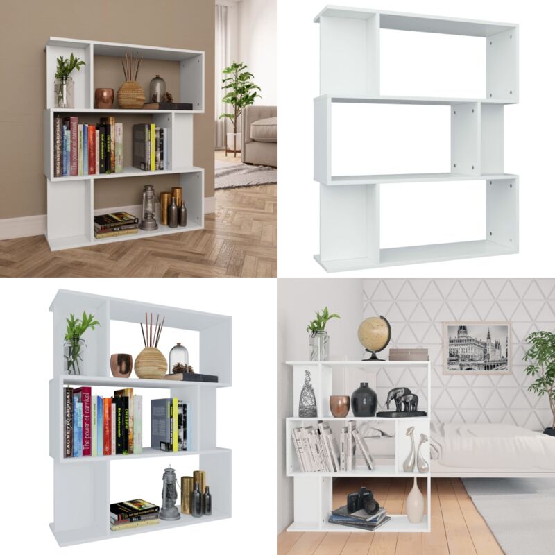 Bücherregal/Raumteiler Weiß 80x24x96 cm Holzwerkstoff - Bücherregal - Regal - Holzmöbel - Weißes Möbelstück - Schreibtischorganizer - Home & Living