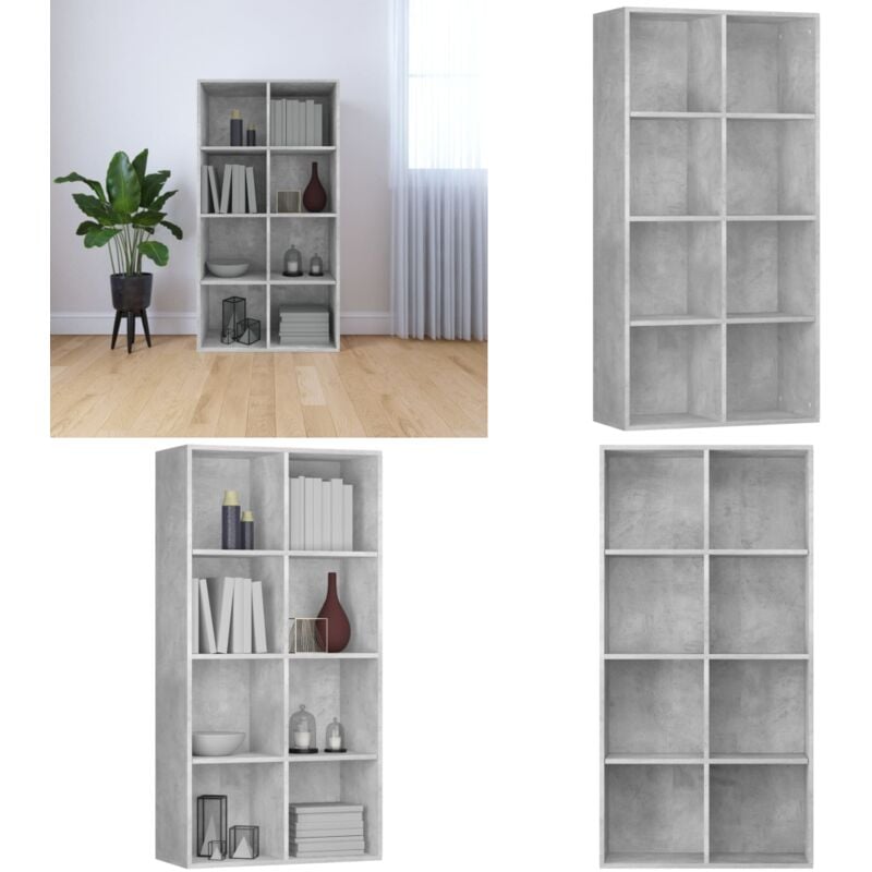 Vidaxl - Bücherregal/Sideboard Betongrau 66×30×130 cm Holzwerkstoff - Bücherregal - Sideboard - Holzmöbel - Grau - Regal - Home & Living
