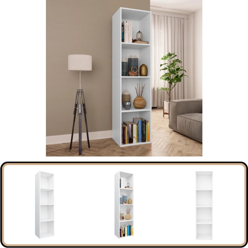 Vidaxl - Bücherregal/TV-Schrank Weiß 36×30×143 cm Holzwerkstoff - Bücherregal - Holzwerkstoff - Weißes Bücherregal - tv Stand - Sideboard