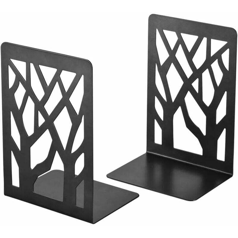 Buchstützen aus Metall, schwarze Buchstützen, innovative Buchpresse (1 Paar, Schwarz) – Buchblock für Kinder, Büros, Schulen, Wohnzimmer,