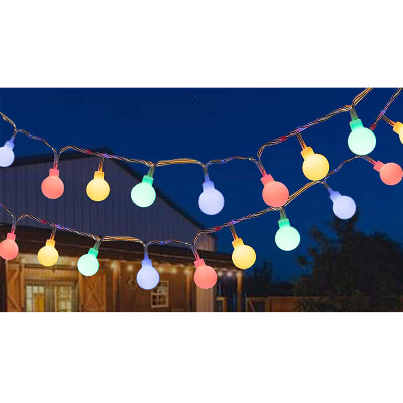 Bunte Lichterkette für den Außenbereich mit Glühbirnen, 12 m, 100 LEDs, Weihnachtsbeleuchtung für Partys, Gärten, Balkone und Innenräume,