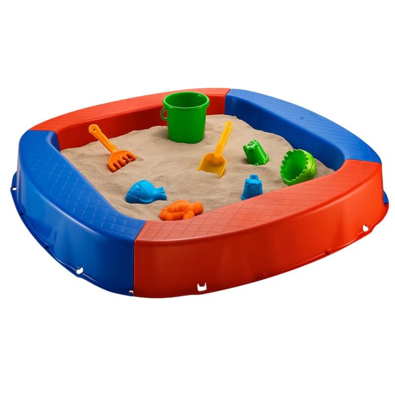 Buri - Premium Sandkasten aus Kunststoff in verschiedenen Farben 150 x 150 x 20 cm - rot/blau