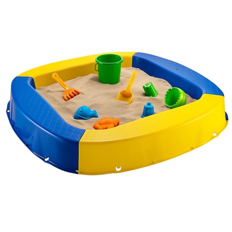 Buri - Premium Sandkasten aus Kunststoff in verschiedenen Farben 150 x 150 x 20 cm - gelb/blau