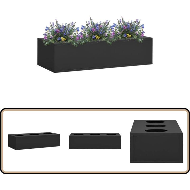 Büro-Blumenkasten Anthrazit 90x40x23 cm Stahl - Büro Blumenkasten - Stahl Blumenkasten - Anthrazit Blumenkasten - Großer Blumenkasten - Balkonpflanze