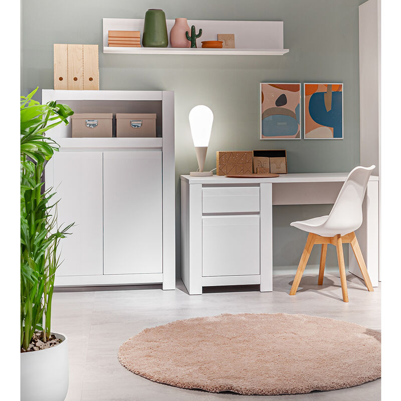 Büromöbel Set 3-teilig mit Schreibtisch 130 cm weiß NAVA-129