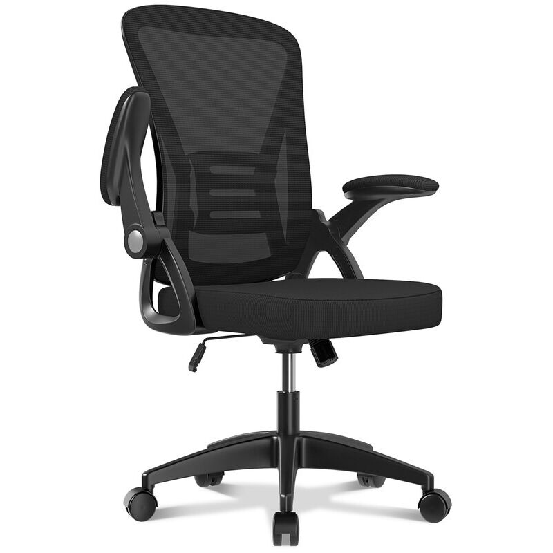 Wowttrelax - Bürostuhl Bürostuhl mit hochklappbarer Armlehne - mit 90-105° verstellbarer Rückenlehne - Schwarz