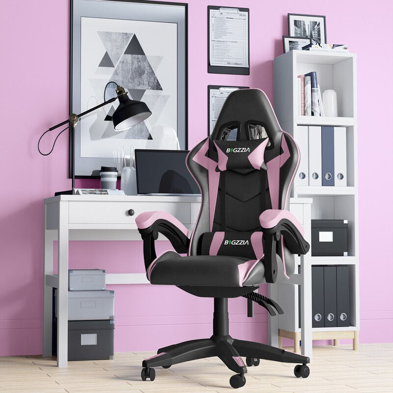 Bürostuhl Ergonomisch - Gaming Stühle Gamer Stühle mit Lendenkissen + Kopfstütze Gaming Chair Höhenverstellbar Bürostuhl Computerstuhl für Erwachsene