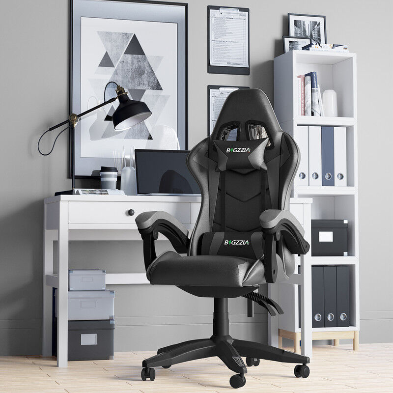 Bigzzia - Bürostuhl Ergonomisch - Gaming Stühle Gamer Stühle mit Lendenkissen + Kopfstütze Gaming Chair Höhenverstellbar Bürostuhl Computerstuhl für